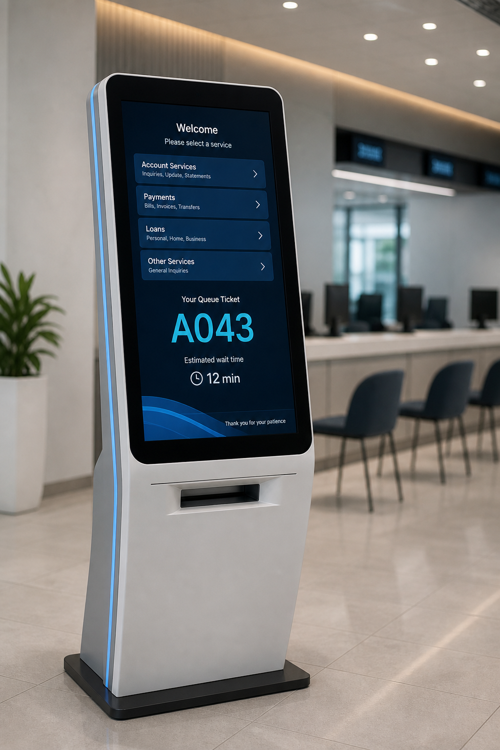 Self-Service Ticket Kiosk — كشك إصدار التذاكر الذاتي